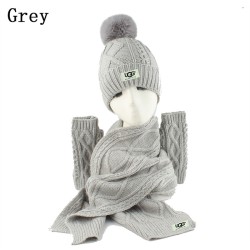 UGG Hat Gloves Scarf Set for Women Ladies Girls Soft Warm Knitted