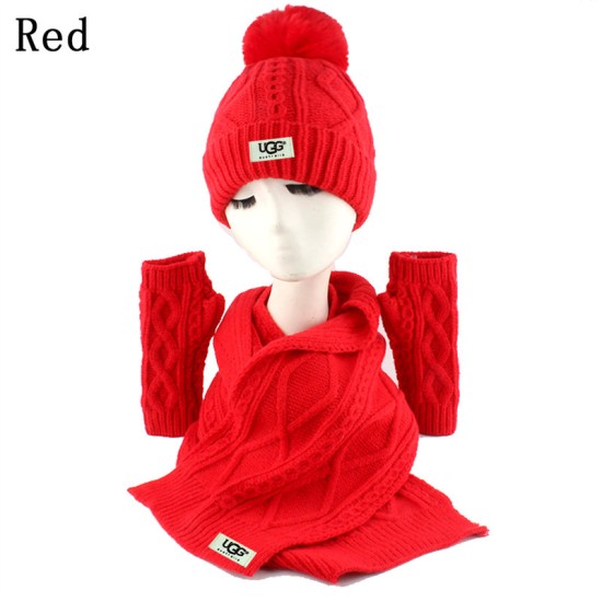 UGG Hat Gloves Scarf Set for Women Ladies Girls Soft Warm Knitted