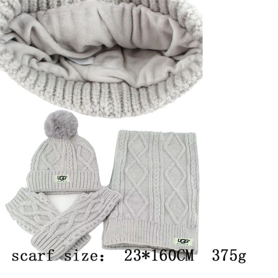 UGG Hat Gloves Scarf Set for Women Ladies Girls Soft Warm Knitted